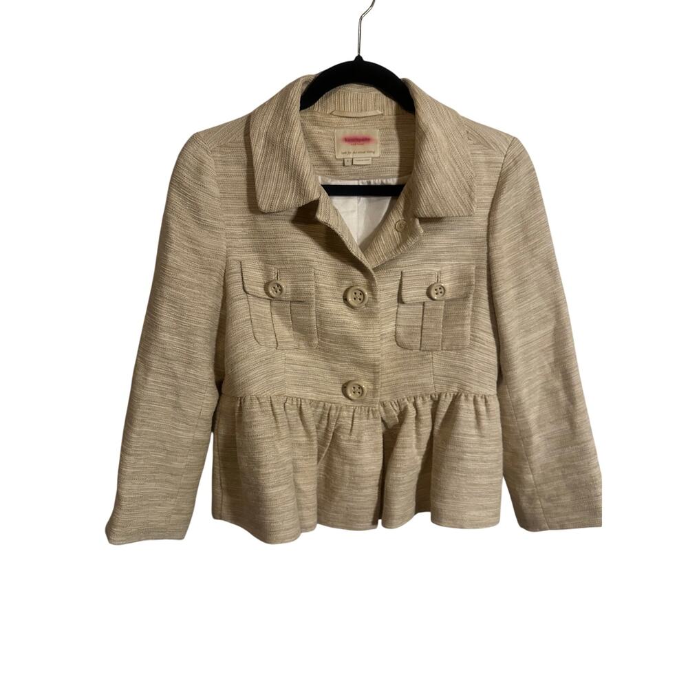 Kate Spade Cream Tweed Peplum Jacket Blazer Size 4